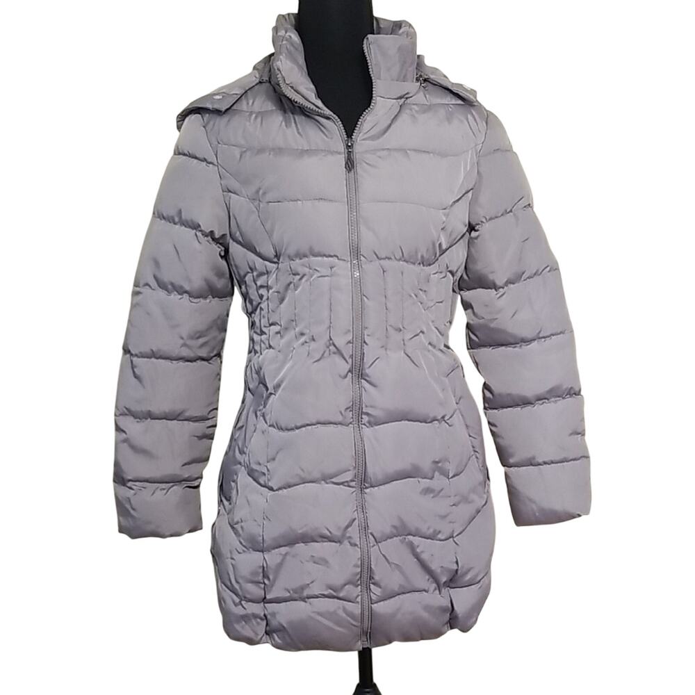Womens Gray Warm Puffer Coat Winter Jacket Ski Snow Outdoor Cold Weather Size S
